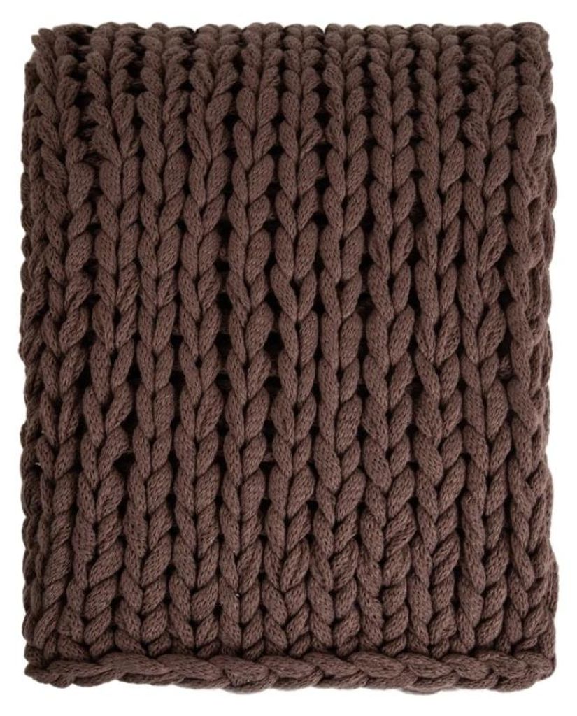 HOMLA RAYNE-Decke, handgeflochten, schokoladenbraun, 130 x Produktbild 