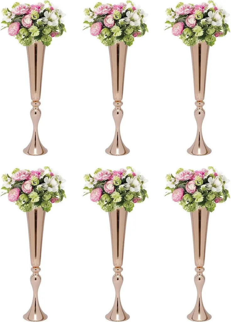 Supports Fleurs Stables pour Centre de Table - Vases Trompette Or Lot de 6 - 4