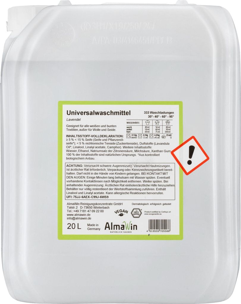 ALMAWIN Waschmittel flüssig 20 Liter Produktbild 
