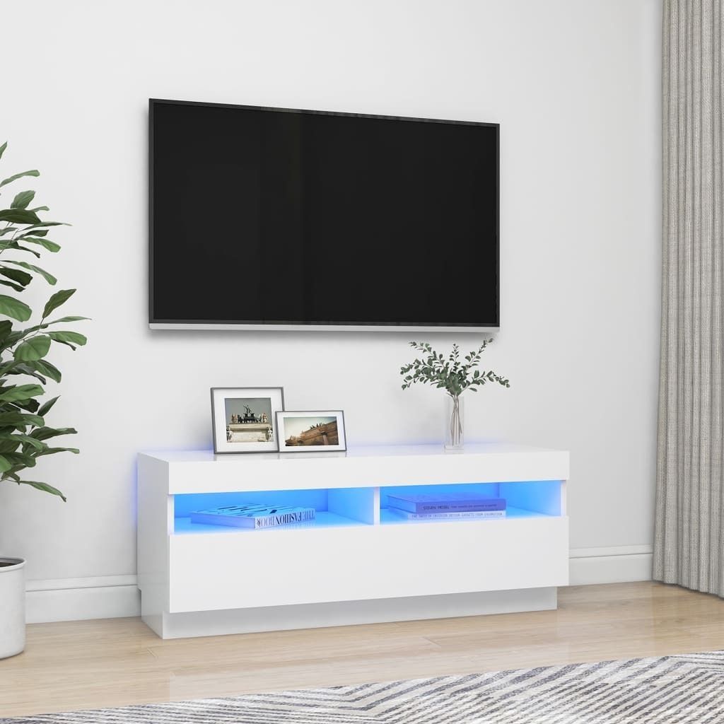 Maison Exclusive - TV-Schrank mit LED-Leuchten Weiß 100x35x40 cm