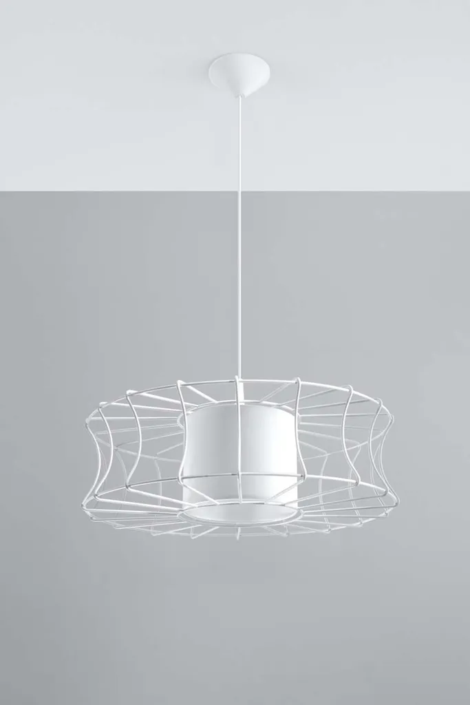 Suspension cage acier blanc 100 cm - Structure métallique géométrique