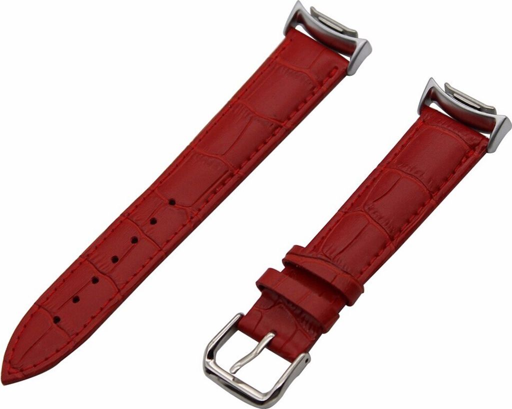 Ersatzarmband für Samsung Gear Fit 2 / Pro Band Armband rot weinrot (Kunstleder) kompatibel mit SM-R360 / Fit 2 Pro SM-R365 verstellbar elegant