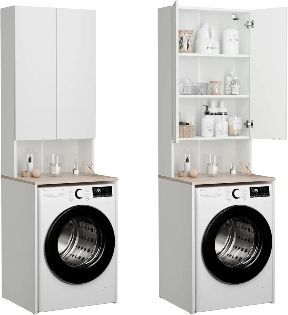 Armoire de Salle de Bains 3 Étagères Chêne Sonoma pour Lave-Linge