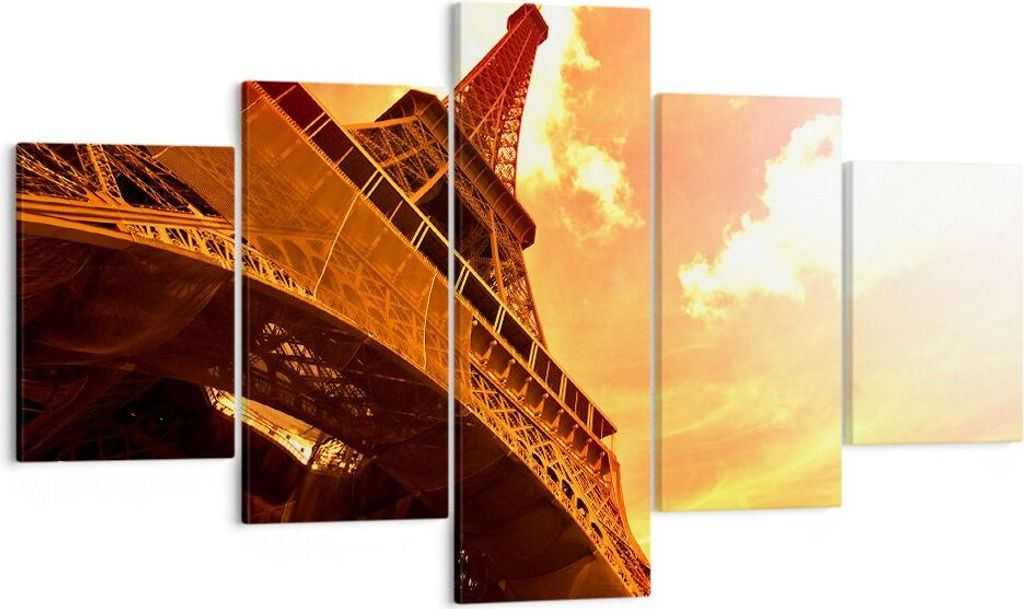 Bild auf Leinwand - Leinwandbild - Eiffelturm Paris Stadt Bau - 125x70cm - Wand Bild - Wanddeko - Leinwanddruck - Bilder - Kunstdruck - Wanddekorat...