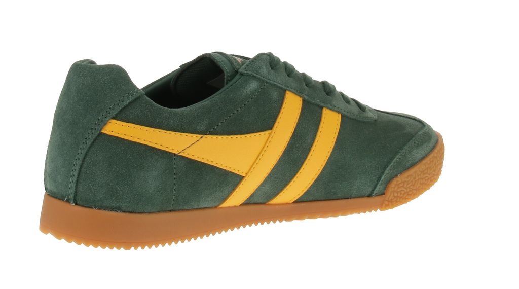Gola Harrier Suede CMA192NI, Scarpe Sportive Uomo, Colore Evergreen/Sun, Taglia 46, Suola In Gomma, Tessuto Interno
