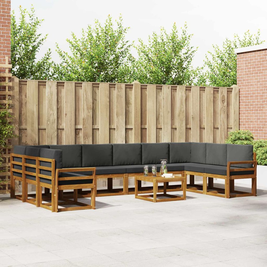 "Seasonal Sale"Outdoor-Sofagarnitur - CLORIS - Balkonmöbe/Sitzgruppe - mit Kissen 11 pcs - Moderne Design - Natur und Anthrazit - Gartensofas DEM...