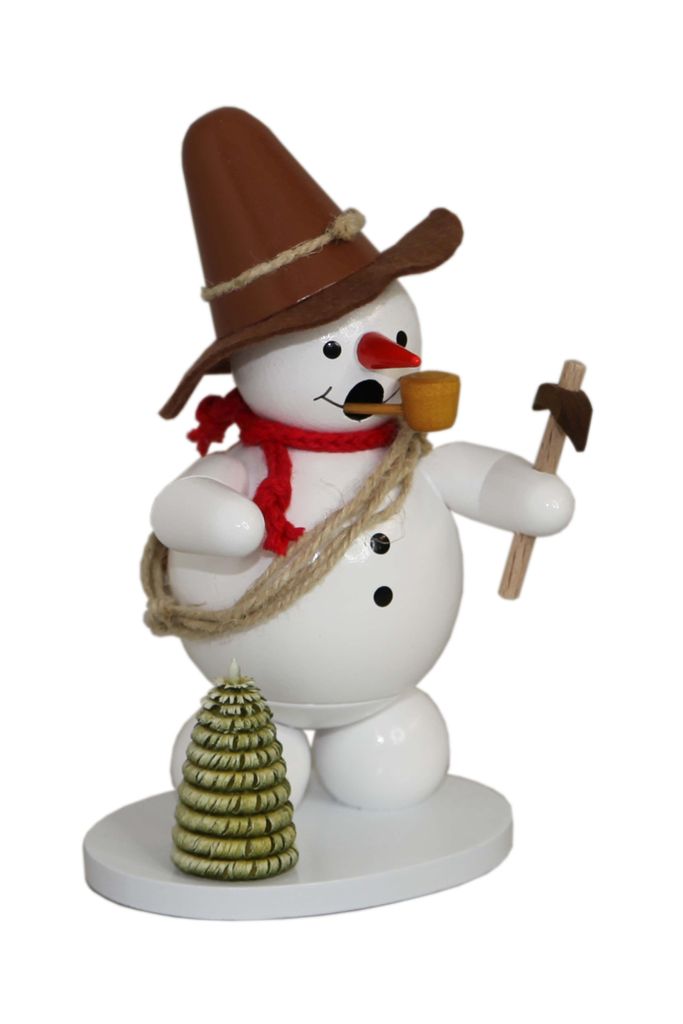 Räuchermann Schneemann mit Wanderhut und Eispickel Höhe 13cm NEU