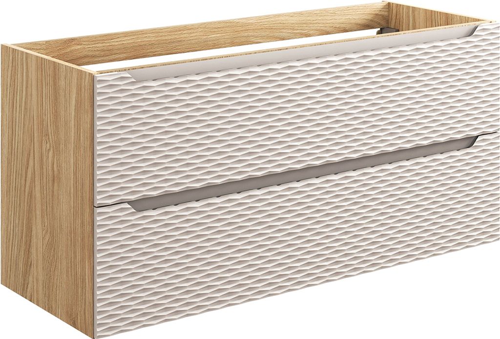 Waschtischunterschrank 120cm in Eiche mit beige OLUO-56-BEIGE