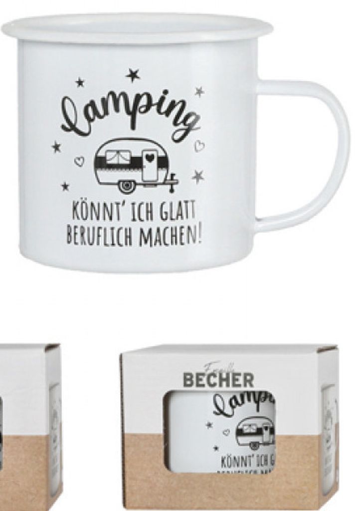1x Becher Emaille, Camping, ca. 9cm Höhe " Camping könnt Produktbild 