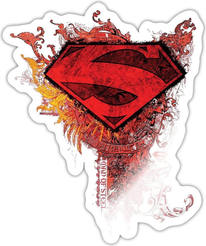 Spreadshirt DC Comics Superman Logo Strength Sticker Aufkleber, 10 x 10 cm, Weiß glänzend