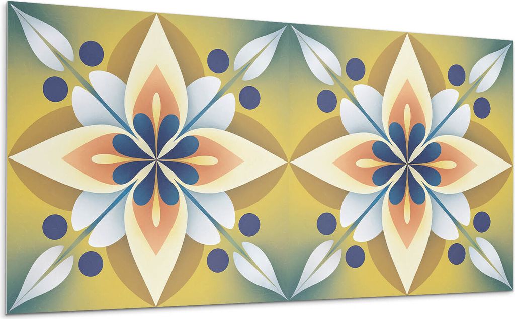 Blumenmandalamuster – Selbstklebende Fliesen – Wandverkleidung – Wandpaneel – PVC Fliesen – Vinylflisen – PCV Flisen – Selbstklebend ...