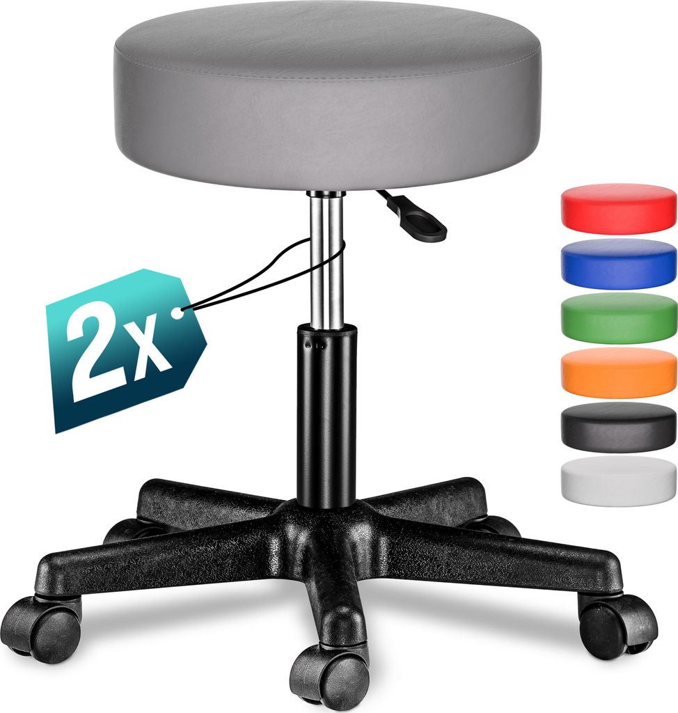CASARIA® Lot de 2 tabourets de bureau gris pivotant 360° Image du produit 