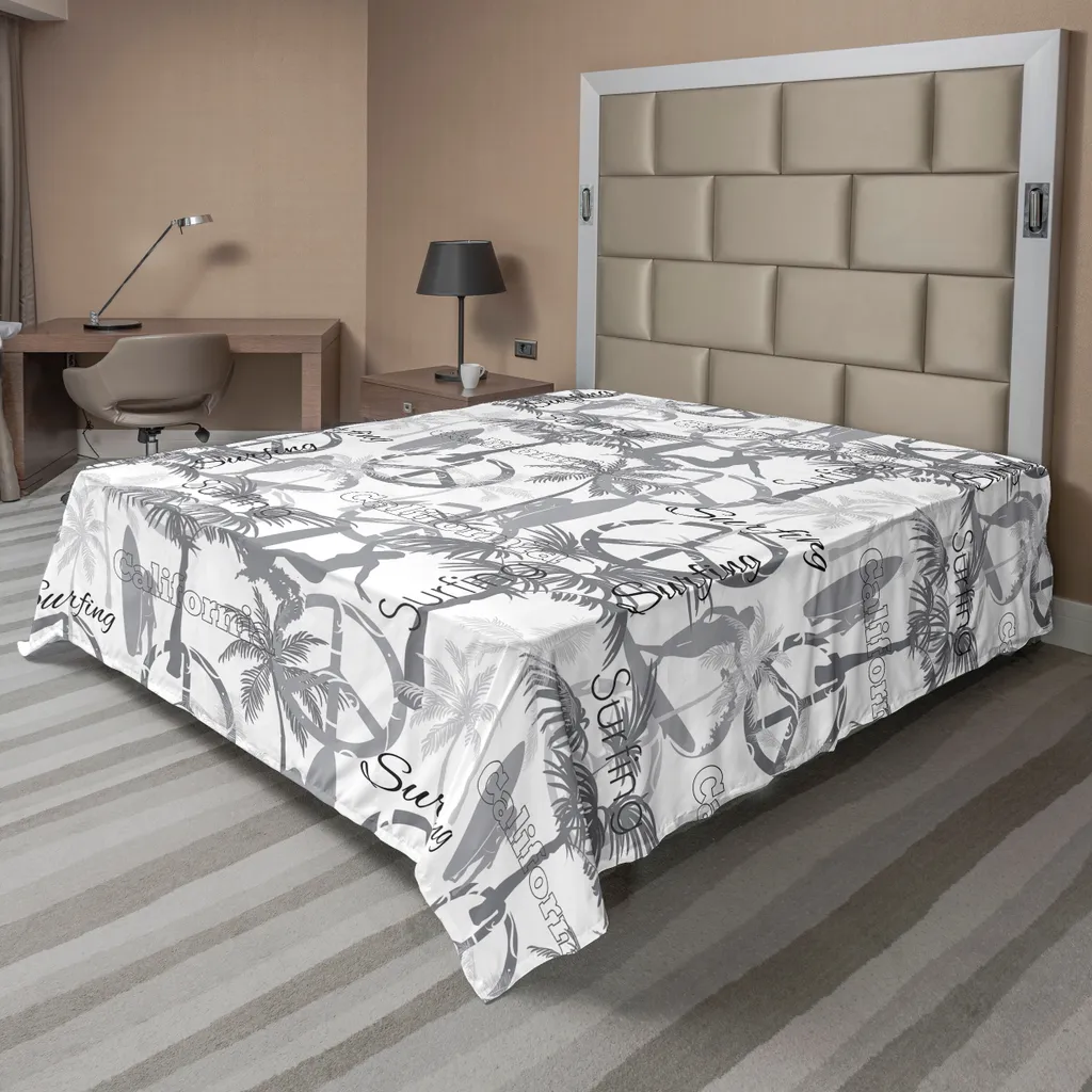 Drap de Lit Doux Anti-Frottement Motif Surf pour un Sommeil Apaisé Gris