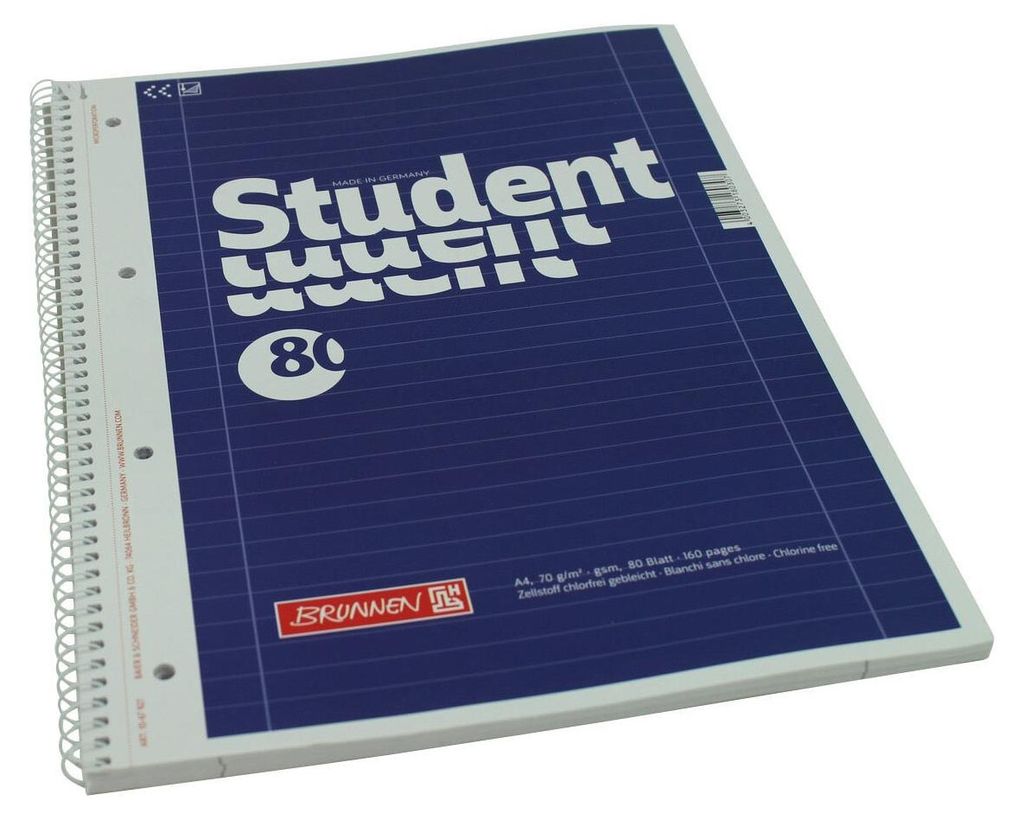Collegeblock Premium Student | A5, Lineatur 5, 80 Blatt, anthrazit – BRUNNEN Online