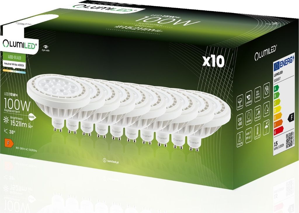 LUMILED LED žiarovka sada 10 žiaroviek ES111 GU10 s päticou Obrázok produktu 