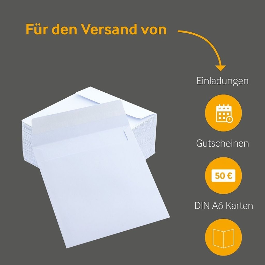 25 quadratische Briefumschläge Weiß 150x150 mm mit Produktbild 4