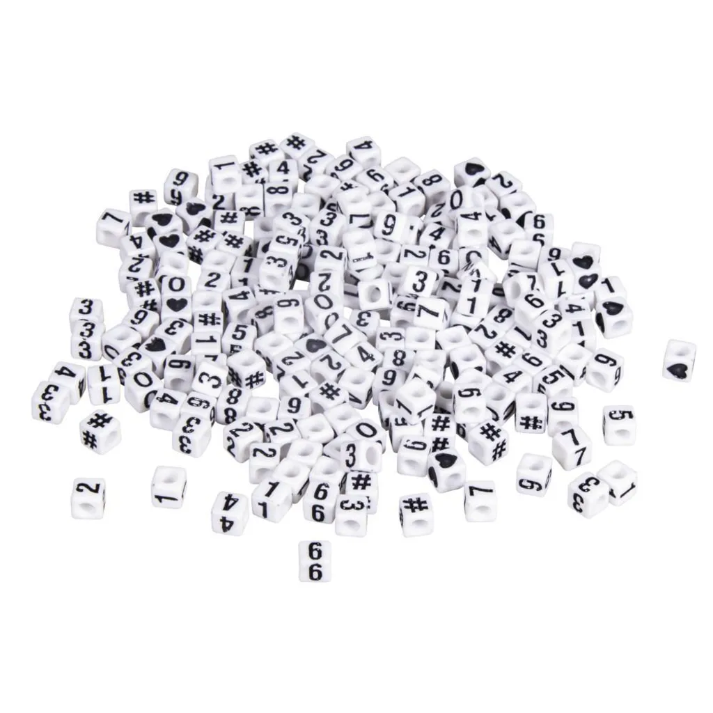 Perles Cubiques Chiffrées Blanches 5mm Rayher - Lot de 40g Créatif