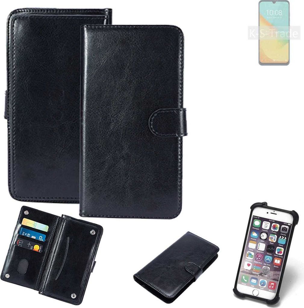 K-S-Trade 360° Hülle kompatibel mit ZTE Blade V10 Vita schwarz Kunstleder Case BookCase WalletCase Kunstlederederhülle Handyhülle, Rundumschutz