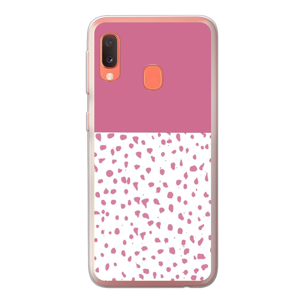 MuchoWow Handyhülle Schutzhülle Hülle für Samsung Galaxy A20e Punkte - Rosa - Muster Silikon Softcase Handy Hülle - Abdeckung