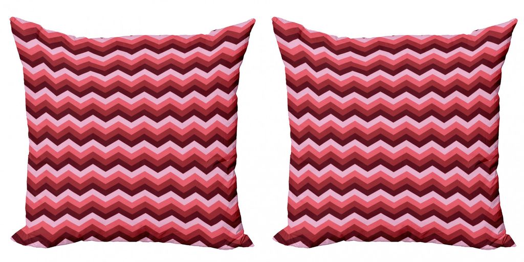 ABAKUHAUS Winkel Kissenbezug Set (2Stück), Bunte Zick Zack Verzierungs Motiv Symmetrie Modern Weibliches Thema, 60x60cm, Burgund Rubin Coral