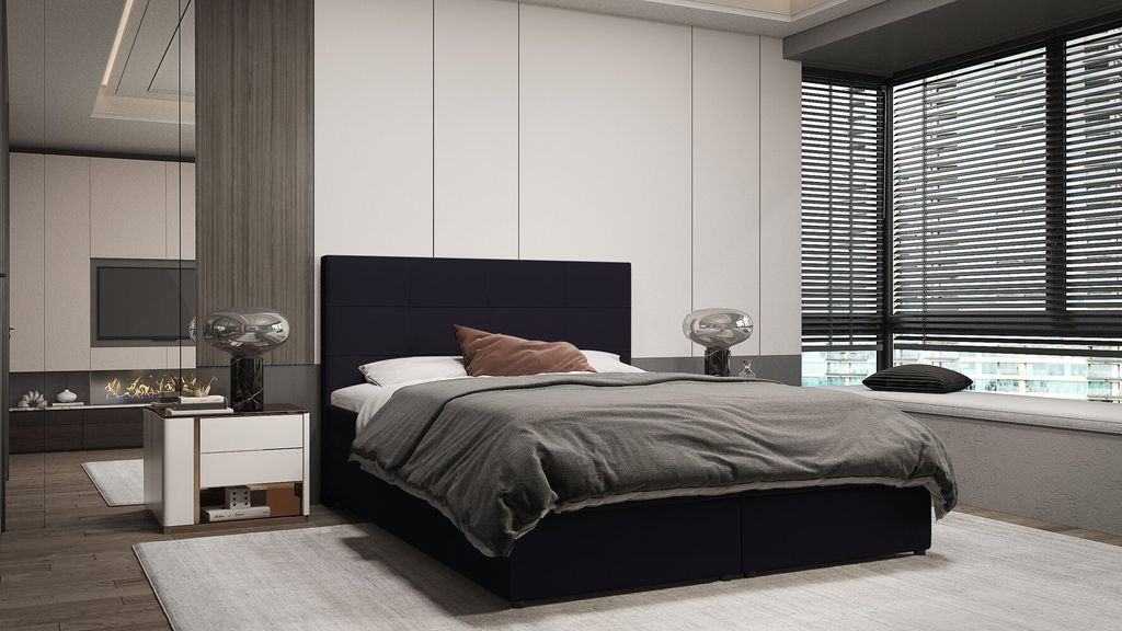Designbett MALIKA – 200x200, Schwarz