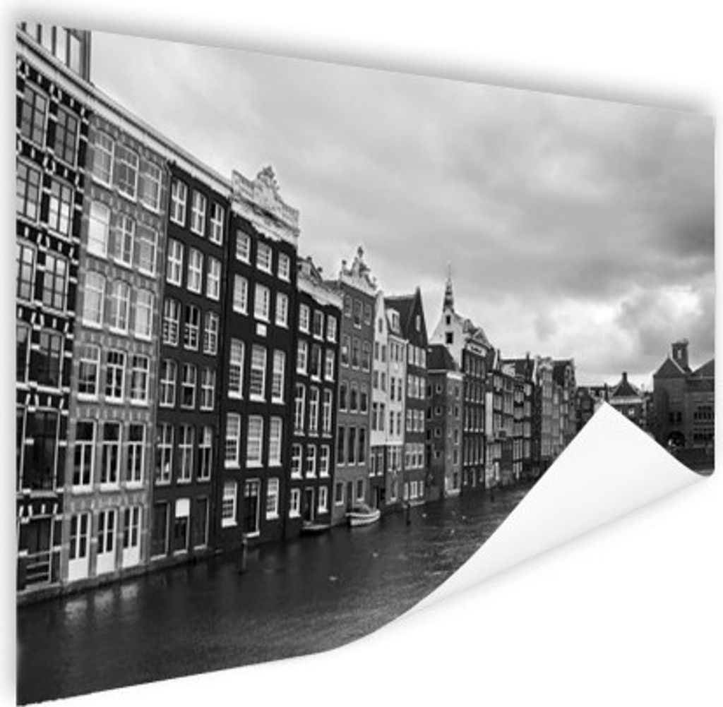MuchoWow Poster Amsterdam Grachten Schwarz-Weiß-Fotodruck 60x40 cm - Schlafzimmerdekoration