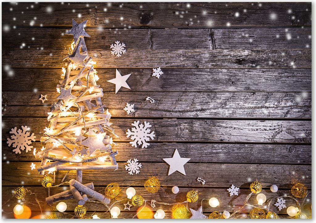 Tulup Glas-Bild - 100 x 70 - Wandbild aus Glas - Wandkunst - Wandbild hinter gehärtetem Sicherheitsglas - Feier & Religion - Weihnachtsbaum - Braun