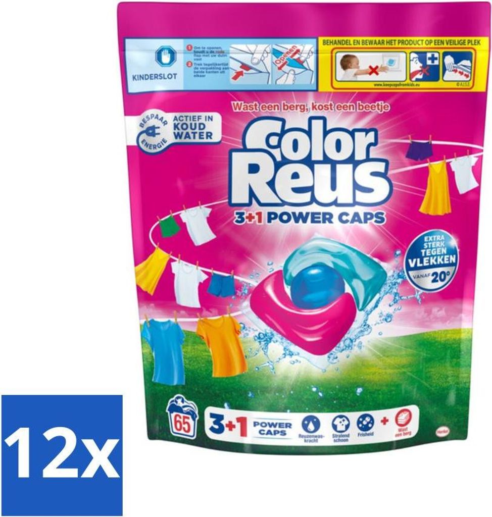 Color Reus - 3+1 Power Caps - Buntwäsche - 65 Wäschen - Vorteilspack - 12 Stücke