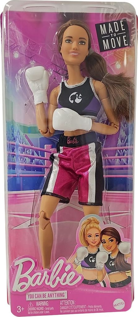 Barbie Made to Move Boxerin-Puppe und Accessoires, brünette Produktbild 