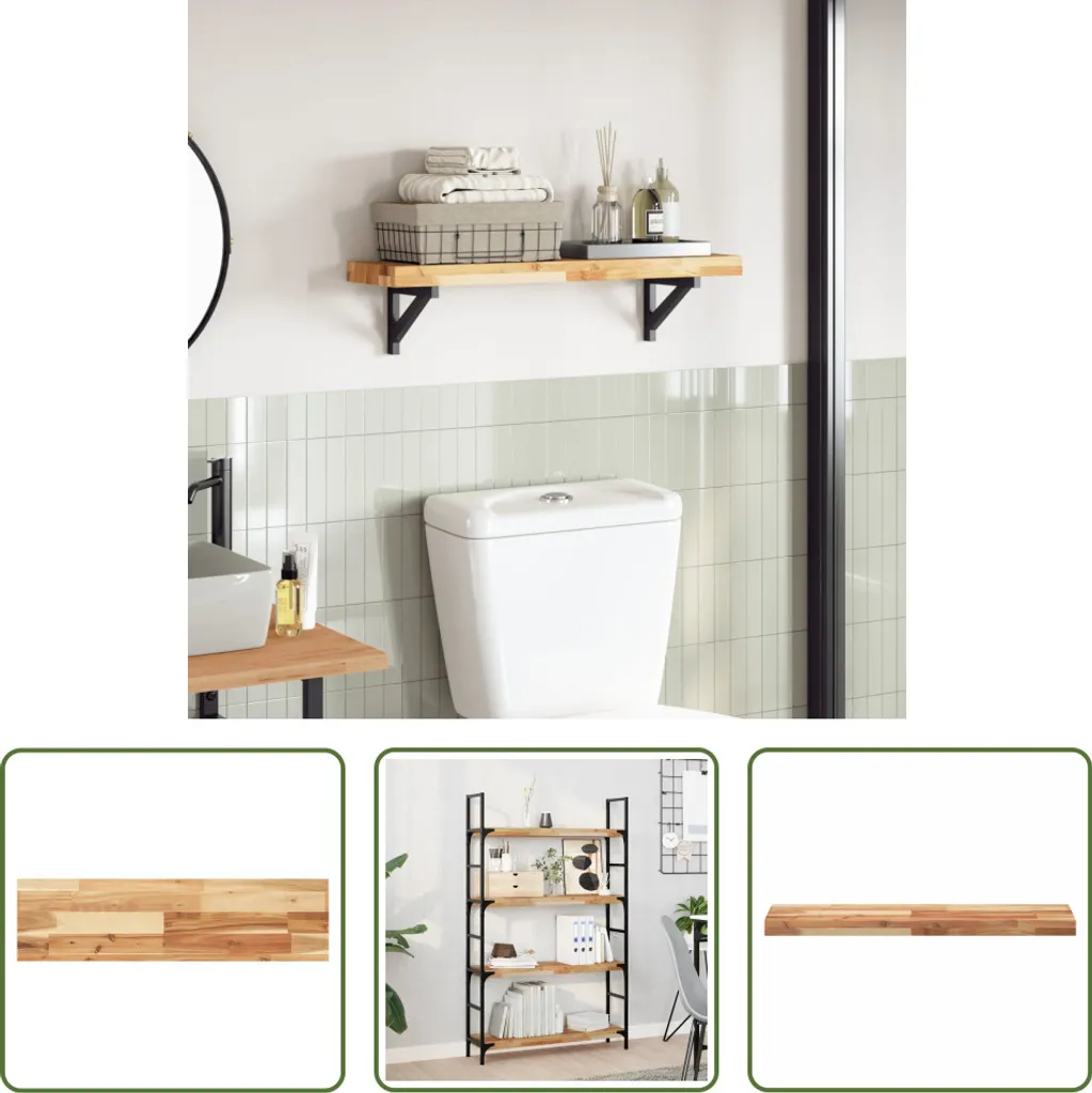 The Living Store Piano d'appoggio 100x20x4 cm rettangolare in legno massiccio di acacia