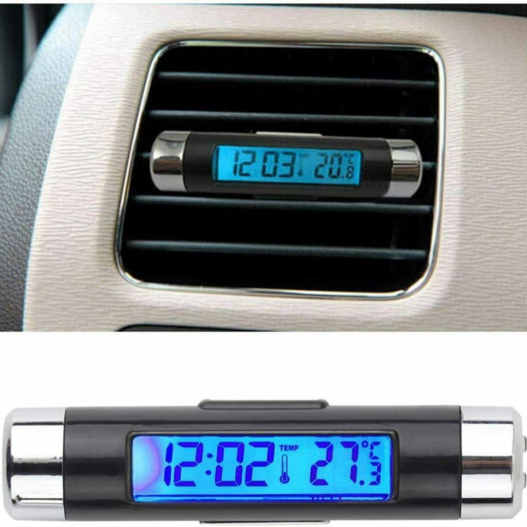 Mini Auto Digital Uhr LCD Thermometer KFZ Temperatur Wecker Außen und Innen 