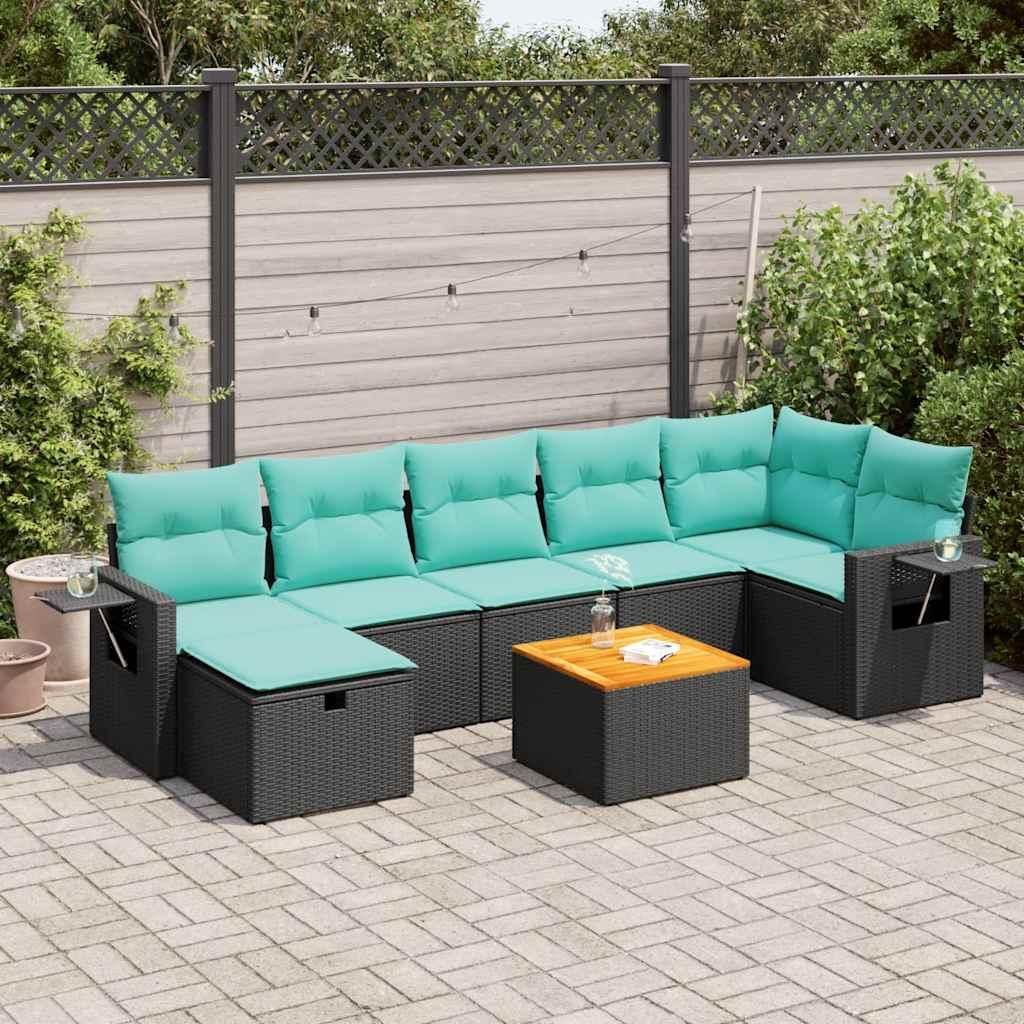 "SALE 2026"8-tlg. Garten-Sofagarnitur - CLORIS - elegantes Design - Gartenlounge Set - mit Kissen Schwarz Poly Rattan - Gartenmöbel Set NeuMöbel6...