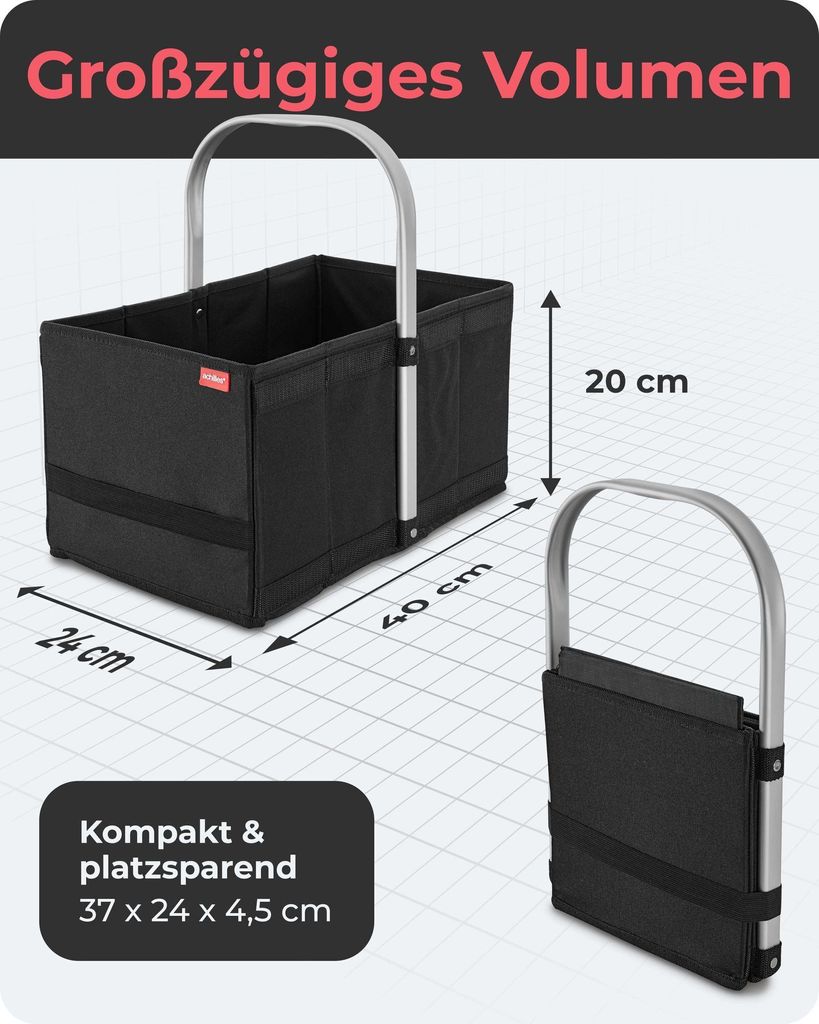 Handle-Box Einkaufs-Korb mit Aluminium Griff Faltbarer Produktbild 10