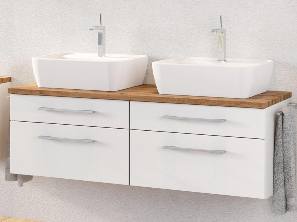 Held Möbel Unterbeckenschrank Davos 120 cm weiß/matt weiß