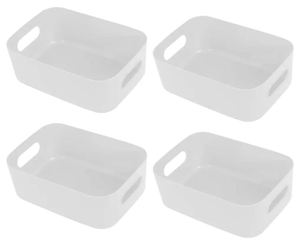 Lot de 4 boîtes de rangement en plastique compactes 15,5 x 11 x 5,5 cm