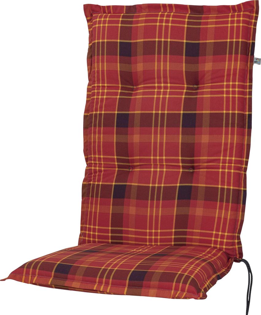 Auflage Hochlehner Milano 2393 rot-gelb kariert 120x49x6 cm KETTtex