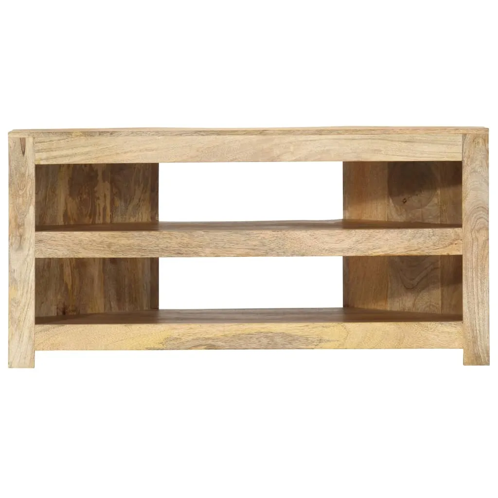 Meuble TV d'angle rustique en bois massif de manguier 90 cm pour salon