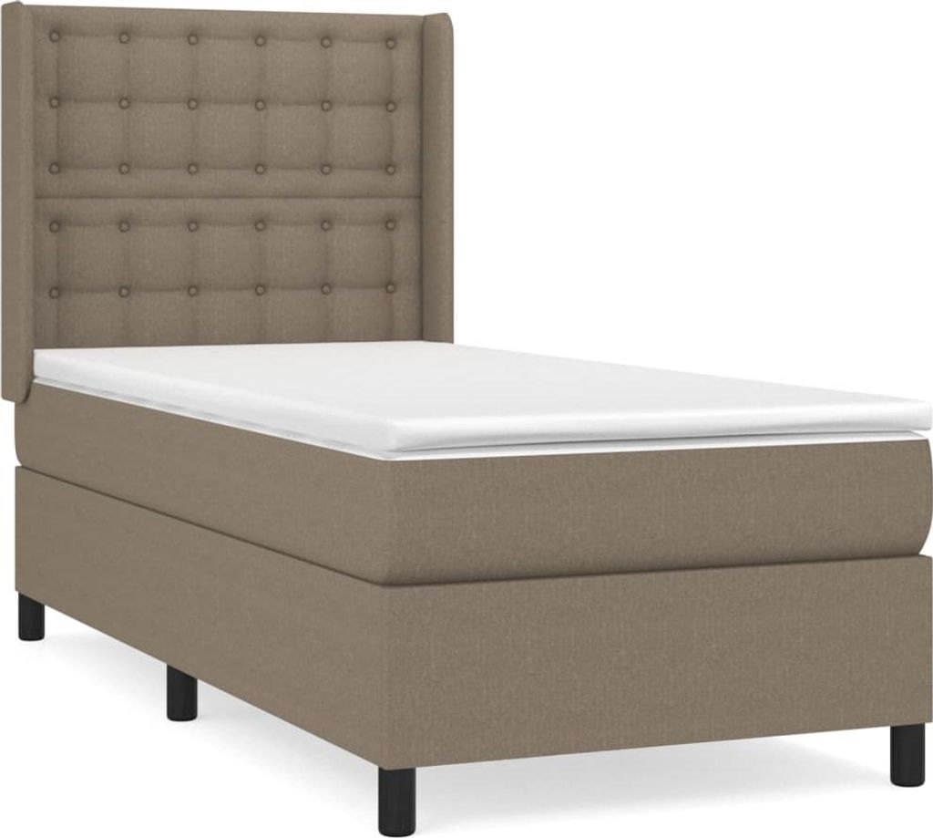 vidaXL Boxspringbett mit Matratze Taupe 100x200 cm Stoff