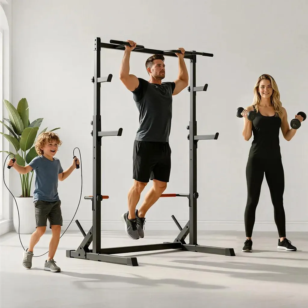 Support Squat Réglable 300kg - Tubes Acier 5x5cm - Station de Force Stable