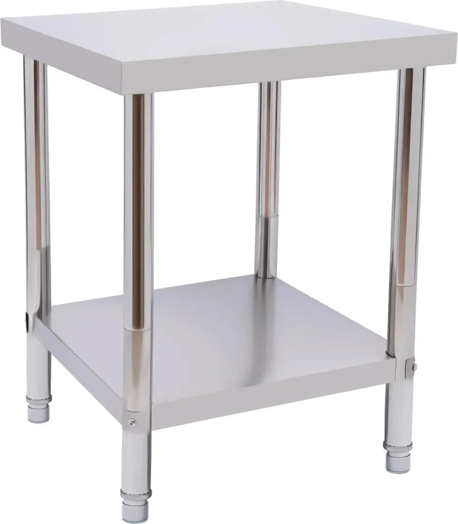 Table de travail cuisine pro en inox fixe charge lourde 400 kg