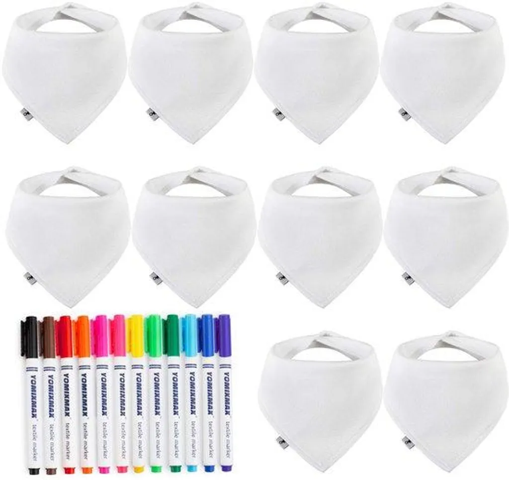 Bavoirs imperméables blancs et feutres textiles pour peinture enfant