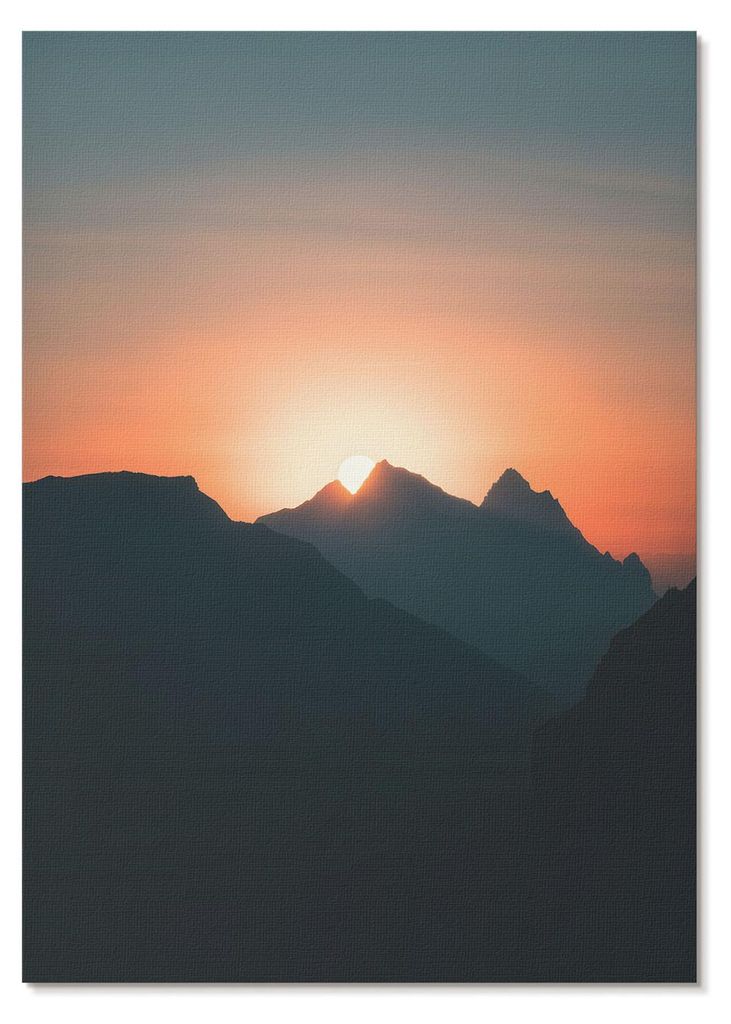 POSTER - 21x29 cm (A4) - Da V. - Berge Sonnenuntergang Magie Frieden - Wandbild für Wohnzimmer Schlafzimmer & Flur, Modernes Poster Wanddeko, Unge...