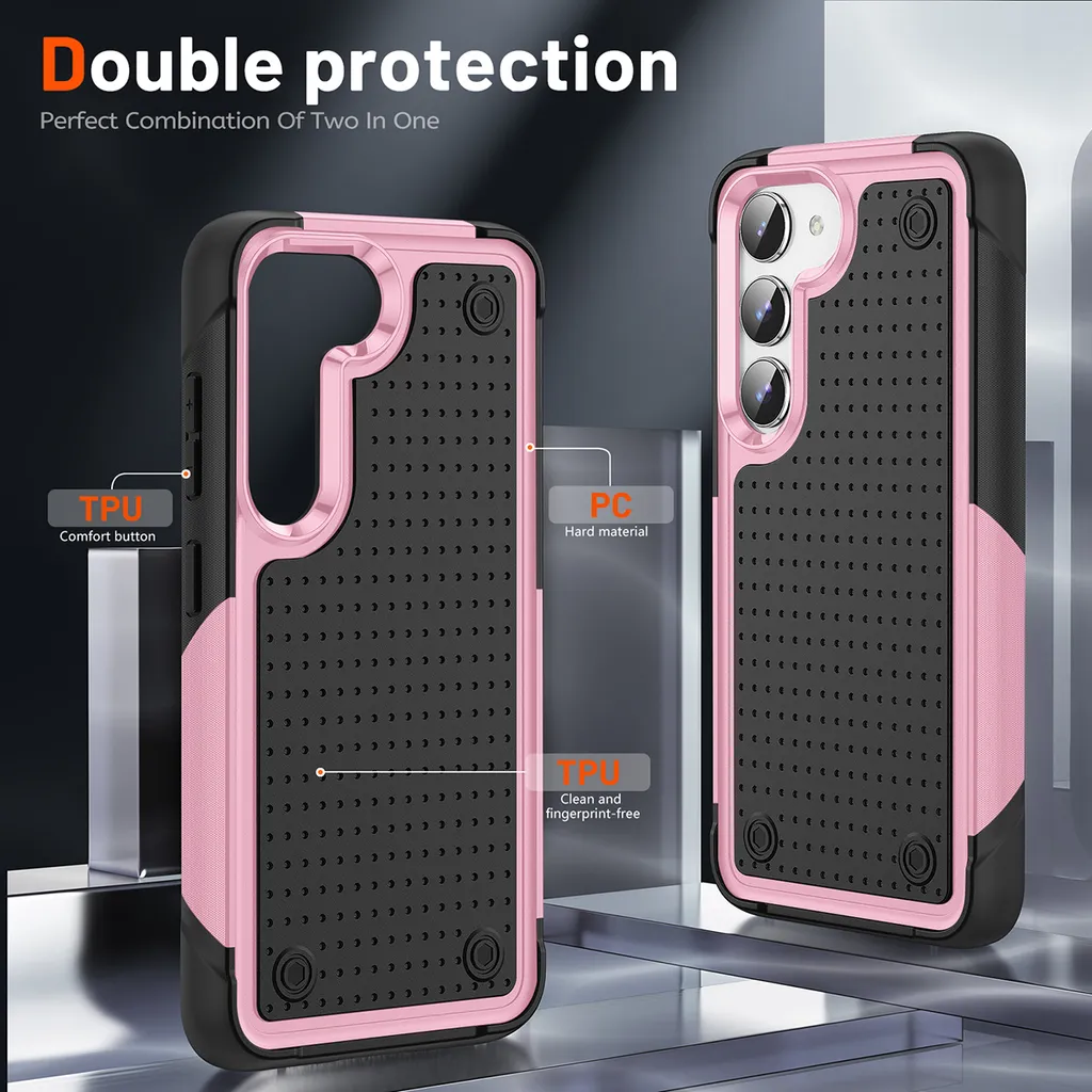 Custodia Samsung S23+ Rosa Nero Antiurto 2in1 Grado Militare - 3