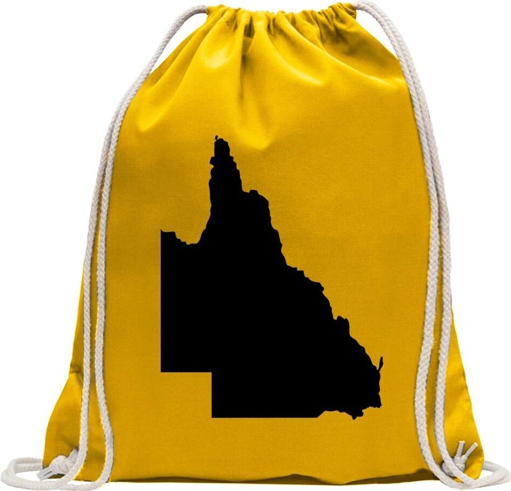 Kiwistar - Turnbeutel - gelb - Queensland - Australien - State - Fun Rucksack Sport Beutel Gymsack Baumwolle mit Ziehgurt