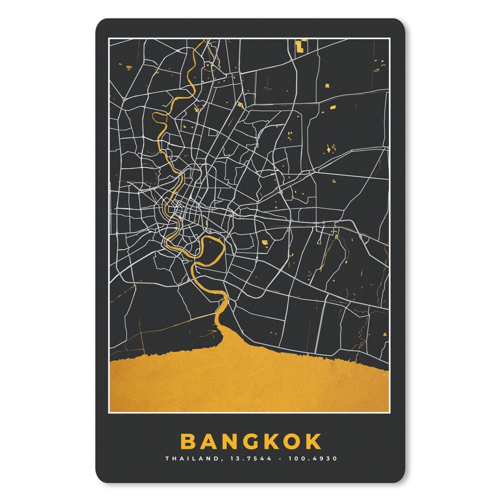 MuchoWow Mauspad Mousepad Bangkok - Gold - Karte - Stadtplan 40x60 cm - Mousepads - Maus Mat - Pad - Mausunterlage - Schreibtisch Accesoire