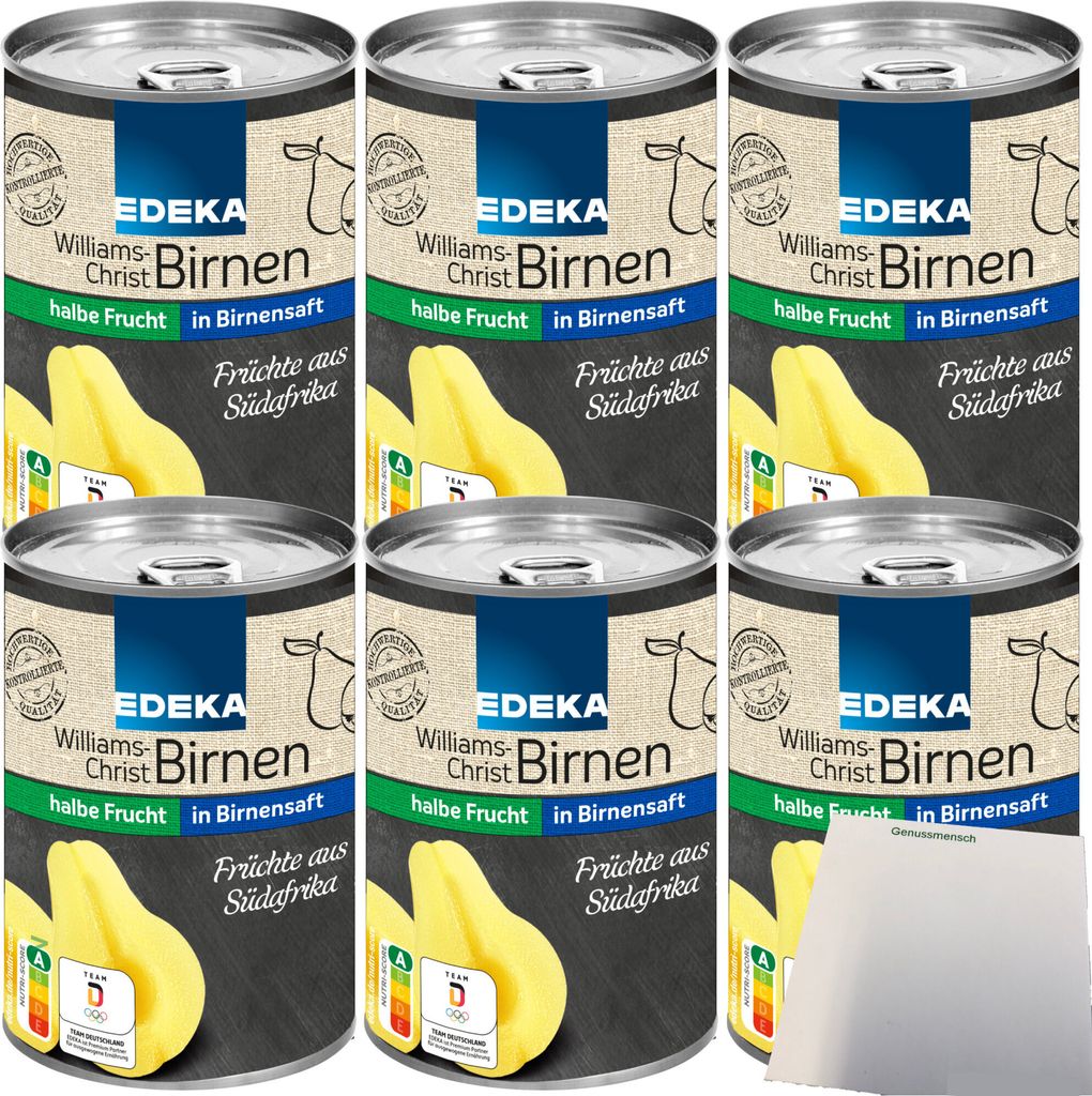 Edeka Williams-Christ-Birnen halbe Frucht in Birnensaft 6er Produktbild 