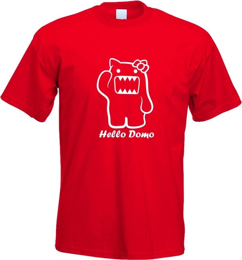 Kiwistar - T-Shirt - rot - Hello Domo Motiv Bedruckt Funshirt Design Print - mit Motiv Bedruckt - Funshirt Design - Sport - Freizeit - Herren - XXL