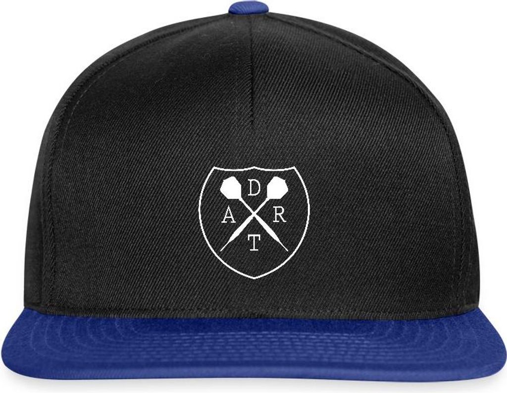 Spreadshirt Dart Darts Dartsfan Dartpfeil Wappen Weiß Snapback Cap, One size, Schwarz/Königsblau