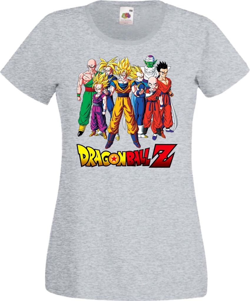 Damen T-Shirt Anime Manga Dragon Anime Manga Ball Z 12 Z-Fighters, Lady M / Grau