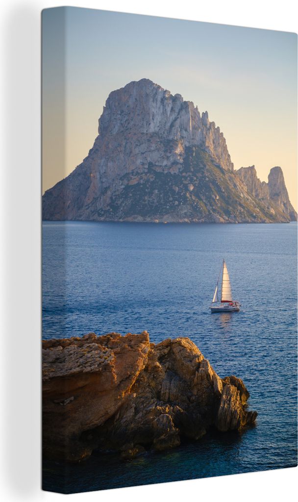 OneMillionCanvasses - Leinwandbilder - 90x140 cm, Die felsige Insel Es Vedrà vor der Küste Ibizas, Wandbilder Kunstdruck Wanddekoration - Foto ...